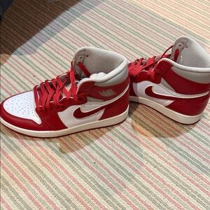 Nike Red and White High-Top Sneakers